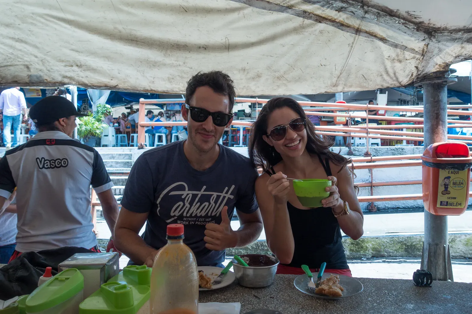 Açai and fish with Letícia at the Ver-o-Peso Markets