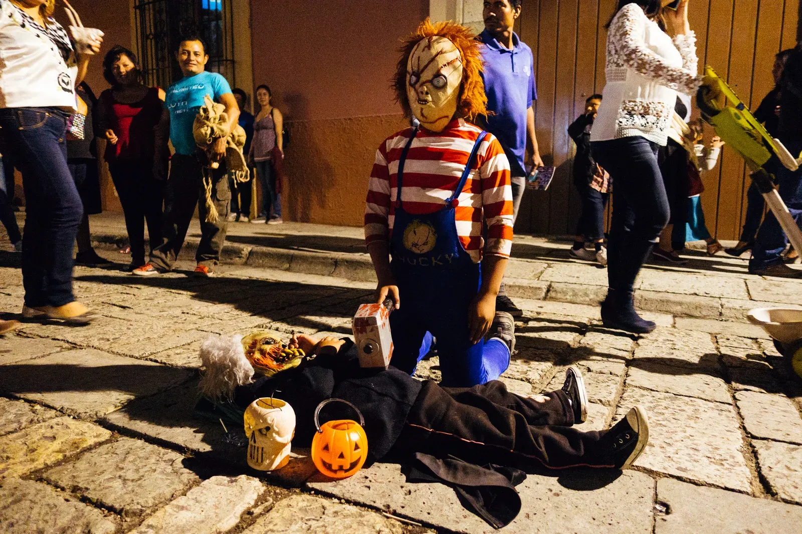 Kids dressing up and playing dead