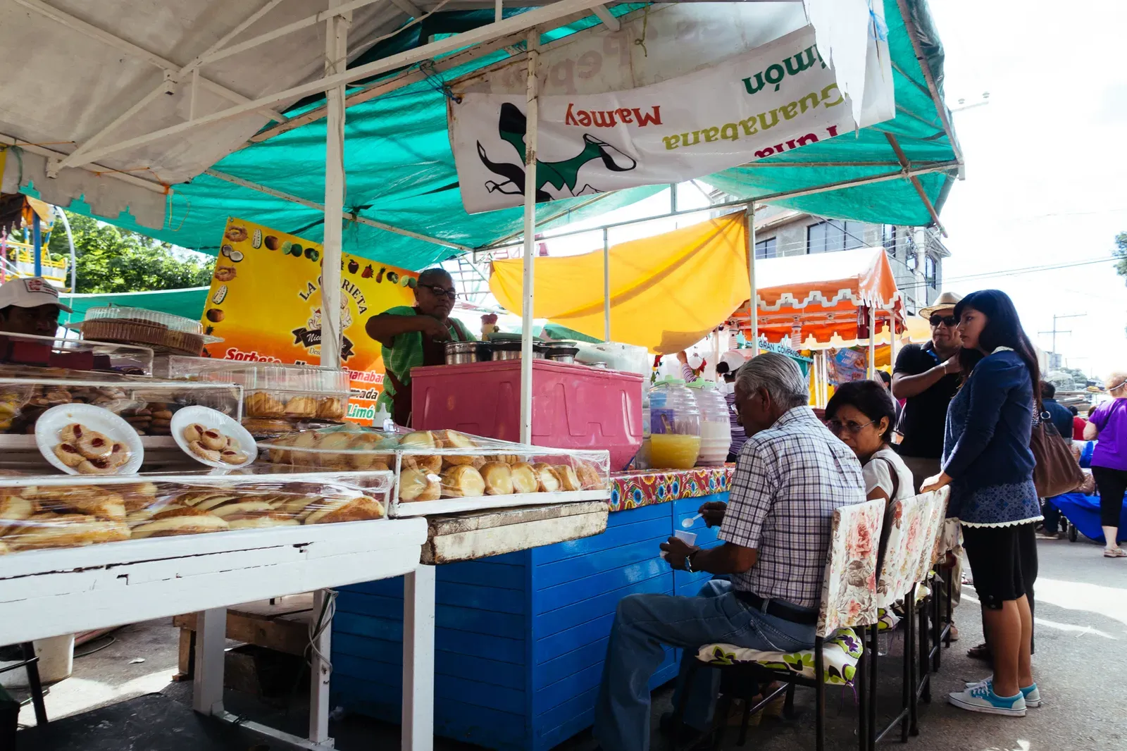 Food stalls outside the cemetery