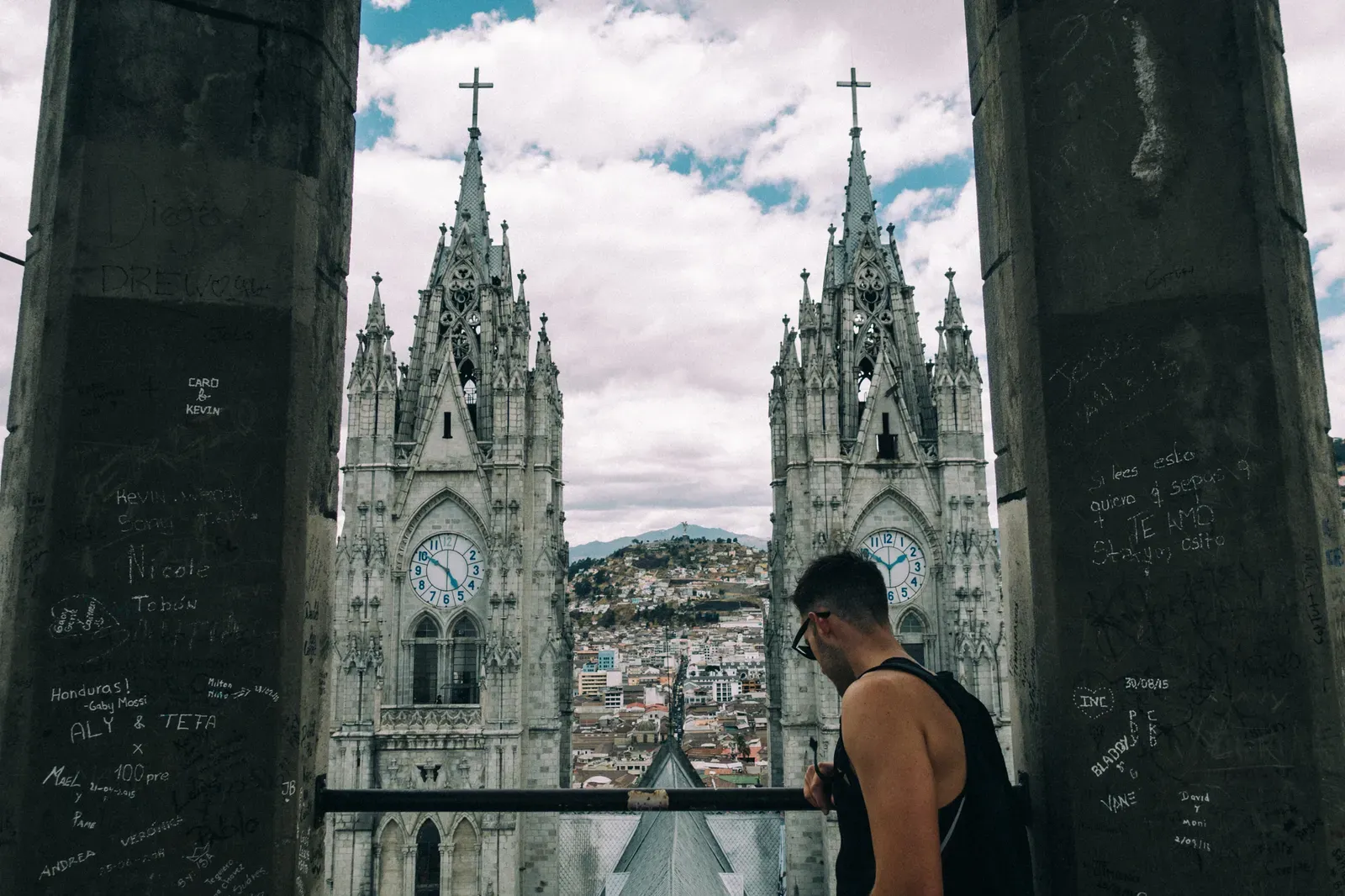 Looking out the Basílica del Voto Nacional