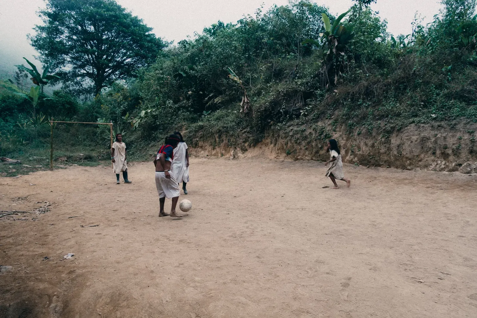 Some local kids playing football at our camp