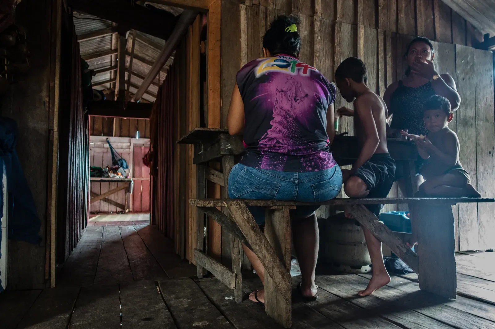 Sharing breakfast with the local family