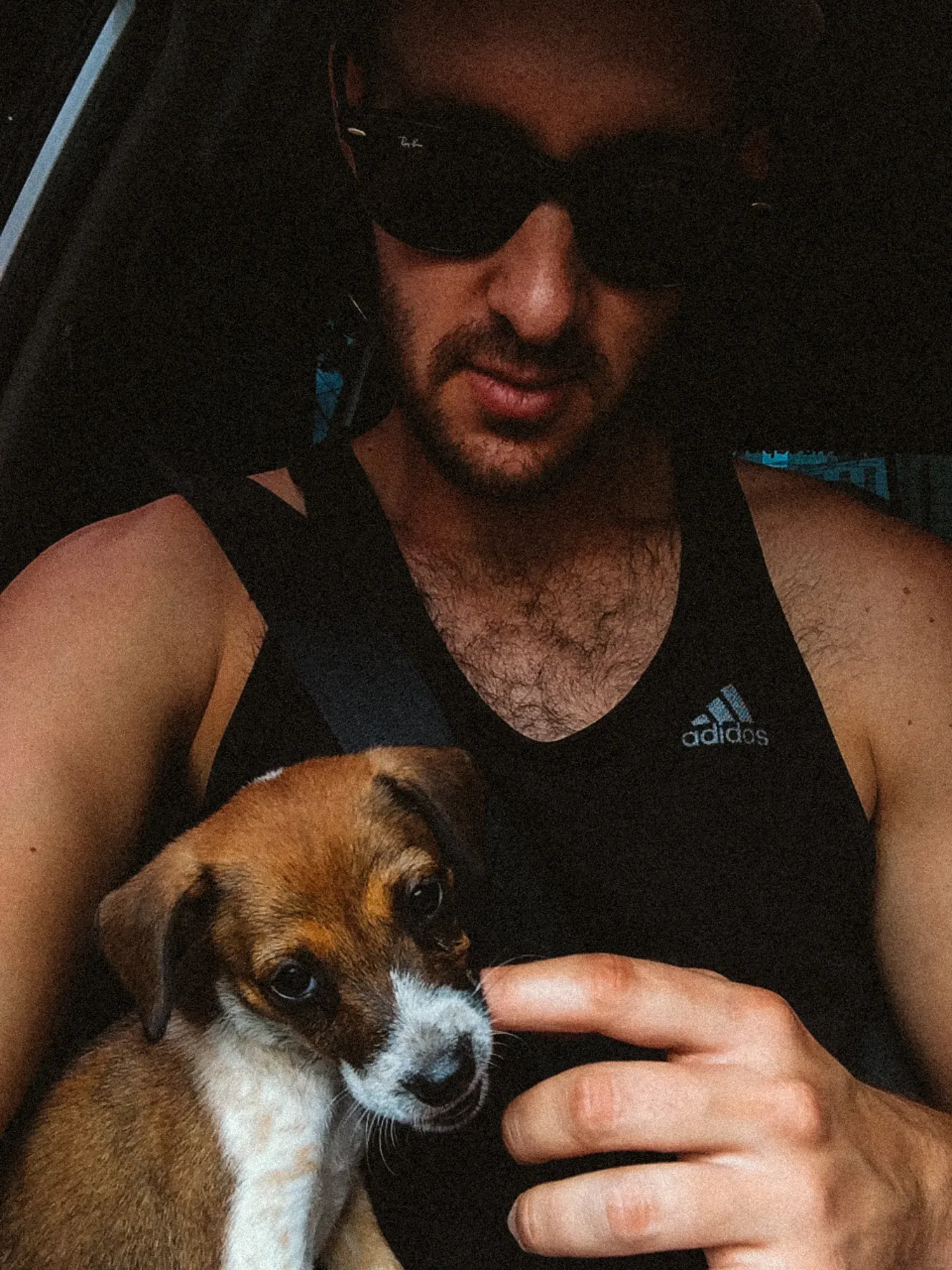 Picking up Maria's new puppy