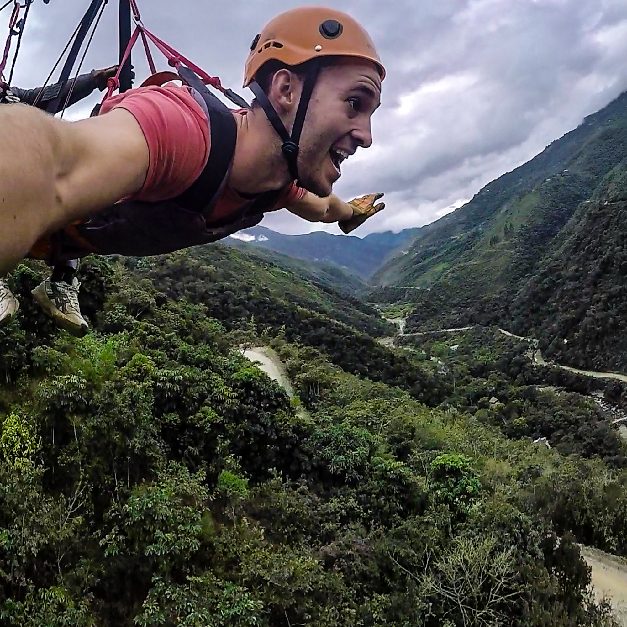 Ziplining over Death Road